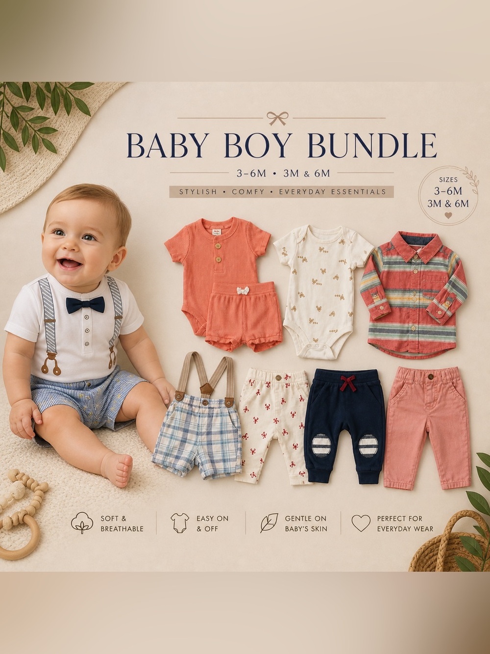 Baby Boy Clothing Bundle 3–6M 3M 6M Carter’s Guess Cat & Jack Lila & James